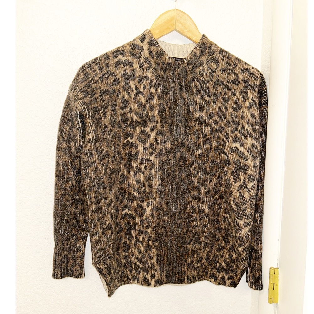 ALL SAINTS The Wool Blend Brown Leopard Jumper mock neck Sweater SZ: X-Small